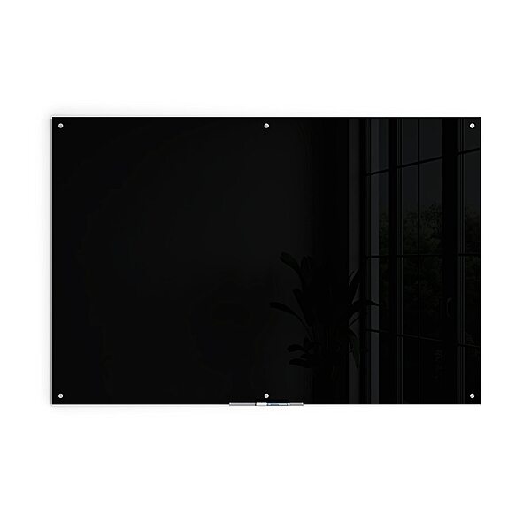 U Brands Non-Magnetic Glass Dry-Erase Board, 72in X 48in, Black Surface, Frameless, Actual Size 70in X 47in (173U00-01)