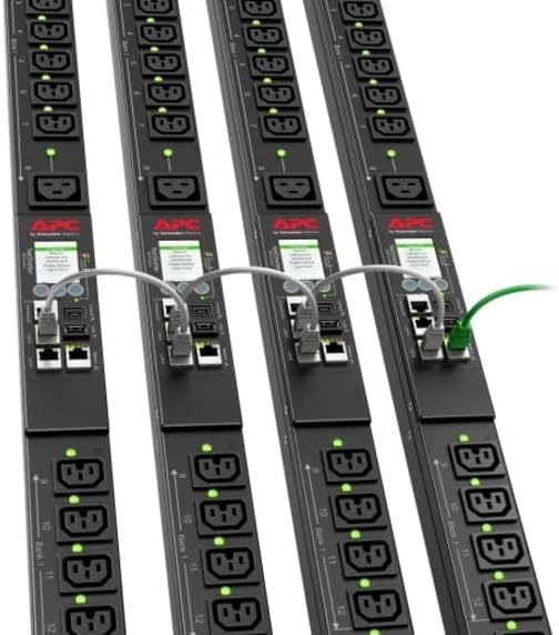 APC NetShelter Switched Rack PDU, 9000 Series, APDU9959NA3, 0U Vertical, 208V, 16A, Input Plug L6-20P, 9.8' Cord, Black