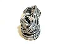Monoprice Landline Telephone Cable - RJ11 (6P4C) Straight, Flat, Silver Satin
