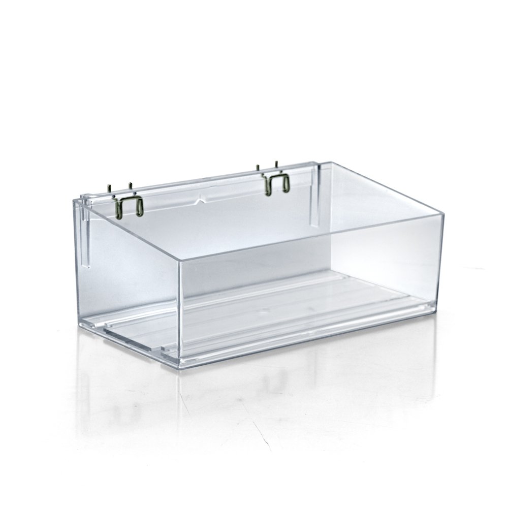 AZAR DISPLAYS Adjustable Divider Bin for Pegboard/Slatwall, Clear