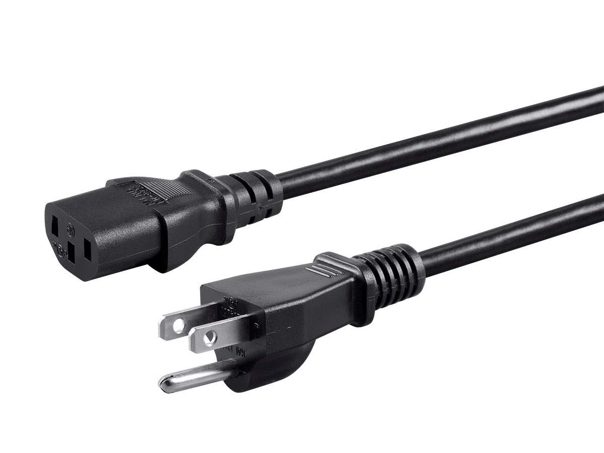 Monoprice Power Cord - NEMA 5-15P to IEC 60320 C13, 18AWG, 10A/1250W, 125V, 3-Prong