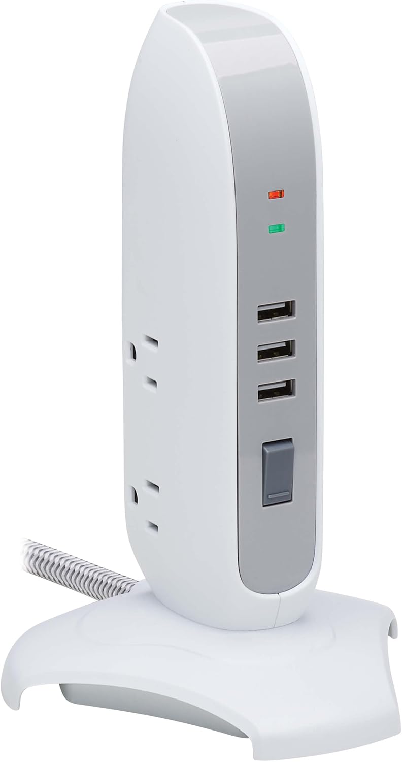 Tripp Lite TLP66USB Surge Protector Tower with USB Ports, 1200 Joules, 5-Outlets