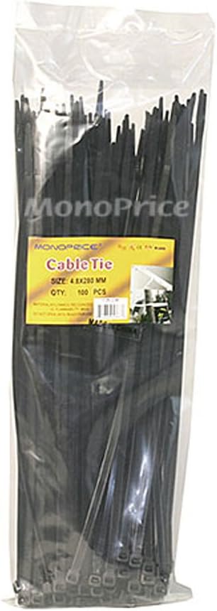 MONOPRICE Cable Ties 100-Piece Pack Nylon Zip Ties - Black