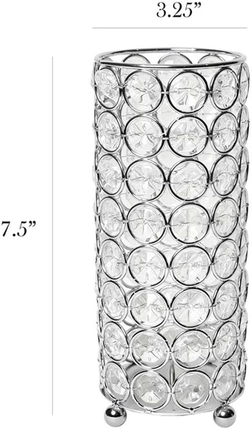 Elegant Designs HG1003-CHR Elipse Crystal Decorative Flower Vase, Candle Holder, Wedding Centerpiece, 7.5 Inch