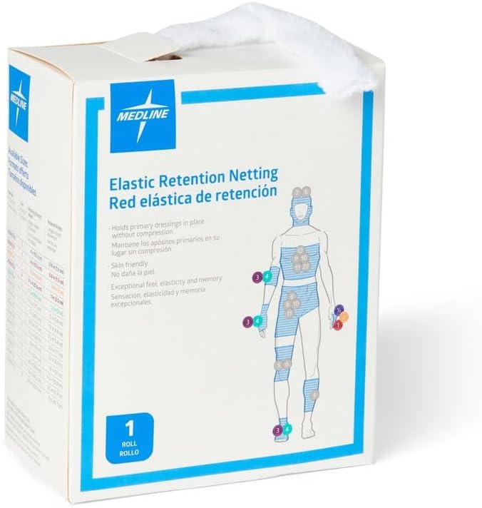 Medline Stretch Tubular Elastic Dressing Retention Net, Size 1, (6" x 25 yds), Ideal for Wound Care, Single Pack