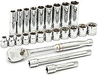 GEARWRENCH 24 Pc. 3/8" Drive 6 & 12 Pt. Mechanics Tool Set, Standard & Deep, Metric - 80559