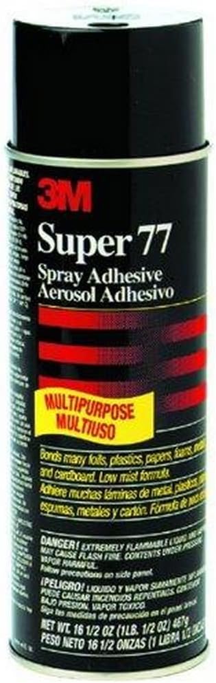 3M Super 77 CA Multi-Purpose Spray Adhesive, 16.75 Oz, Set Of 12 Cans