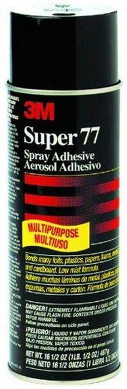 3M Super 77 CA Multi-Purpose Spray Adhesive, 16.75 Oz, Set Of 12 Cans
