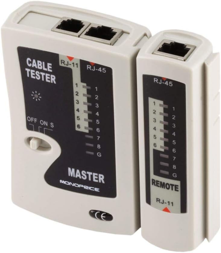 Monoprice RJ-11 and RJ-45 Modular Plug Tester - Gray