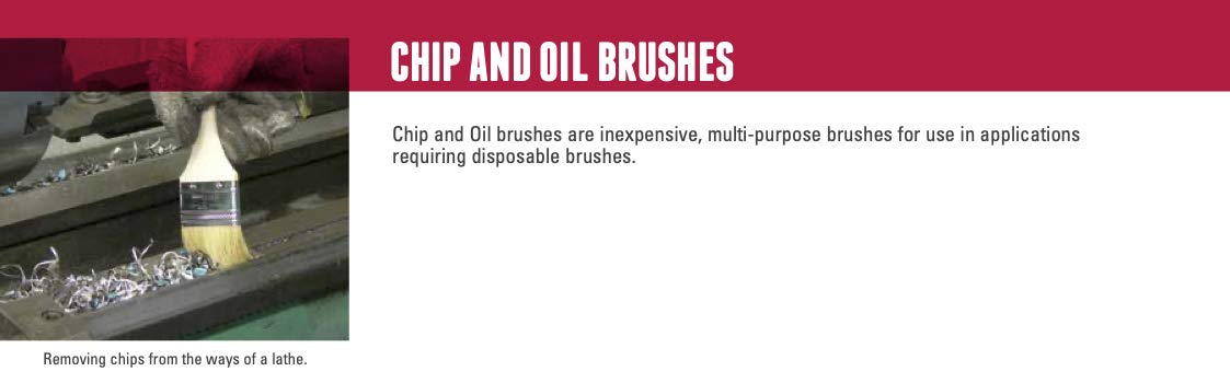 Weiler 40180 1-1/2" Vortec Pro Chip & Oil Brush, White Bristle, 1-3/4" Trim Length, Wood Handle, Durable and Disposable