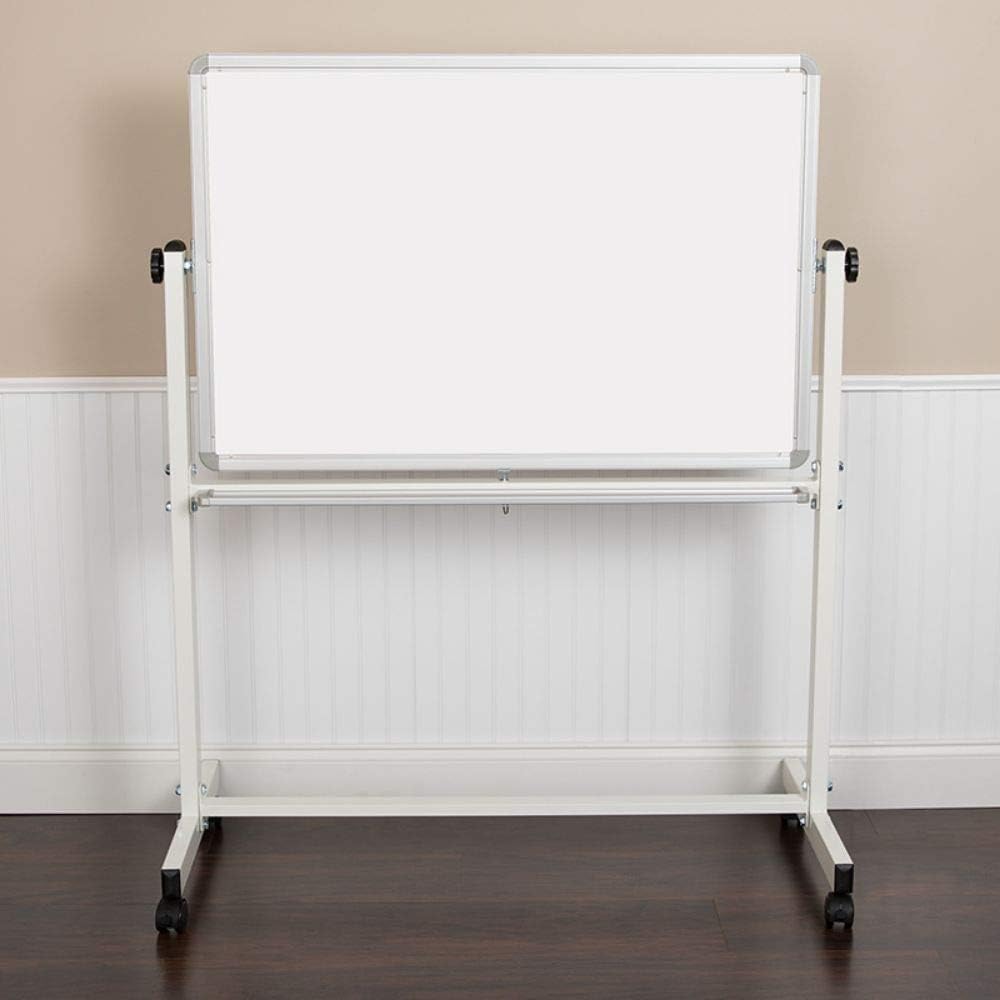 Flash Furniture HERCULES Series Double-Sided Mobile White Board With Pen Tray, 64-3/4inH x 64-1/4inW x 20inD, White