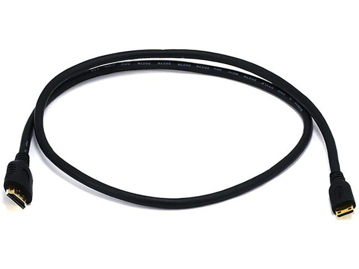Monoprice 6ft 30AWG High Speed HDMI Cable - HDMI Connector to HDMI Mini Connector - Black 6 Feet HDMI Cable