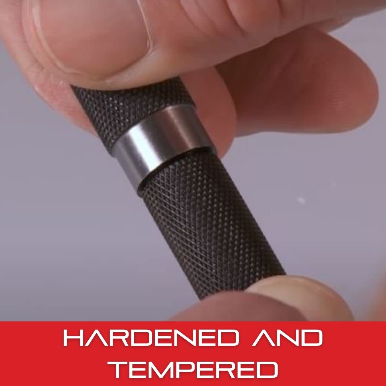 Starrett Steel Center Punch with Square Shank and Knurled Finger Grip - Hardened and Tempered, 5" Length