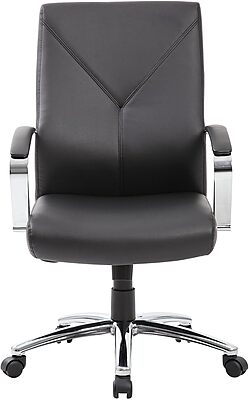 Boss Office Products Ergonomic High-Back LeatherPlus Executive Chair, Black