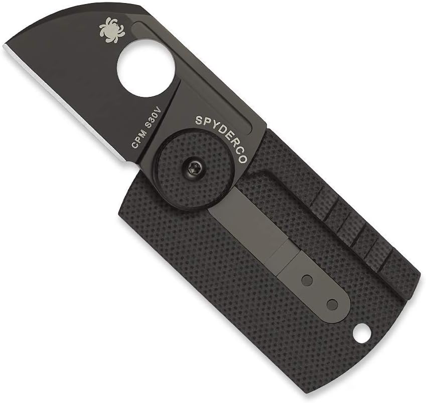 Spyderco Dog Tag Non-Locking Knife with 1.23" CPM S30V Steel Blade and Durable Black Carbon Fiber Handle - PlainEdge