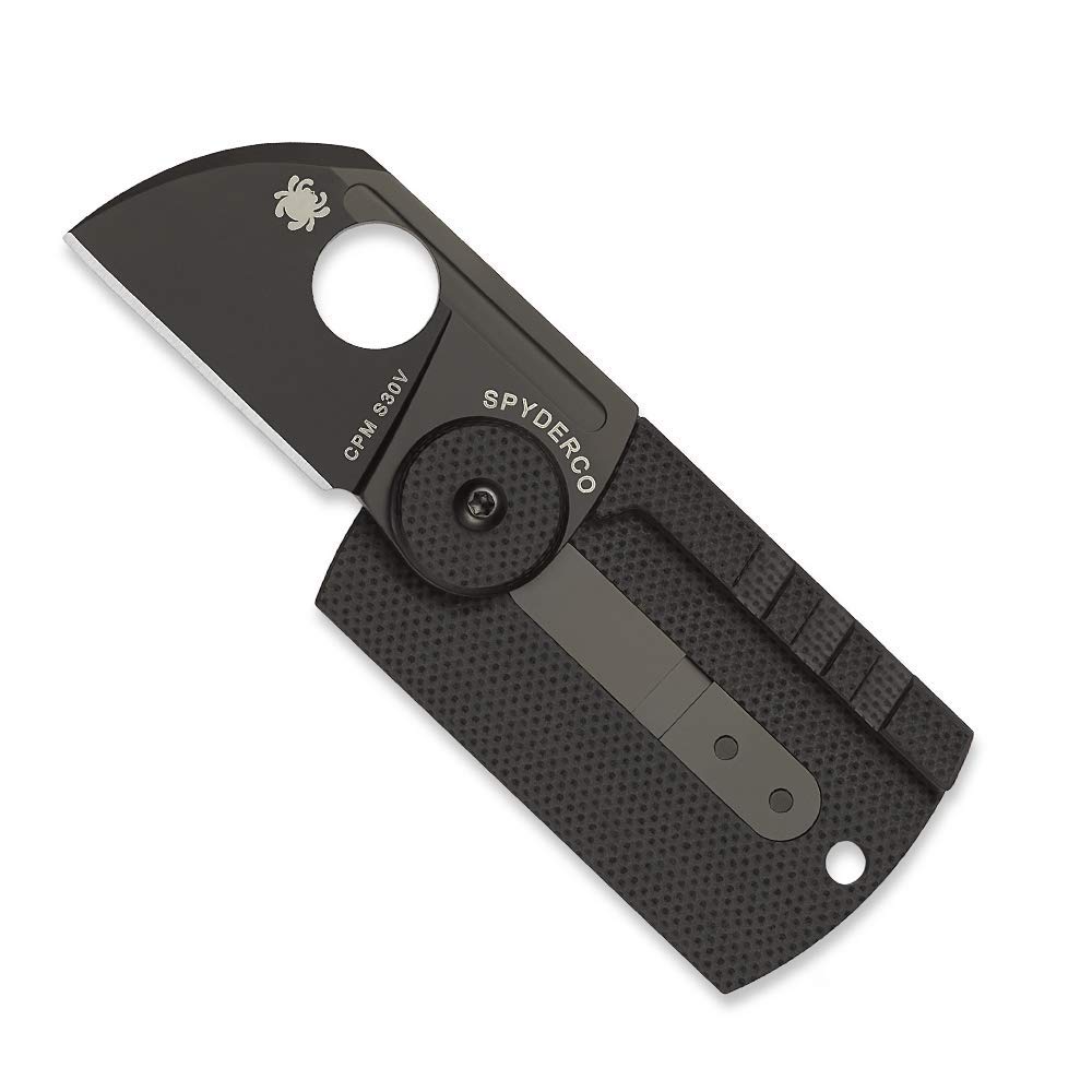 Spyderco Dog Tag Non-Locking Knife with 1.23" CPM S30V Steel Blade and Durable Black Carbon Fiber Handle - PlainEdge