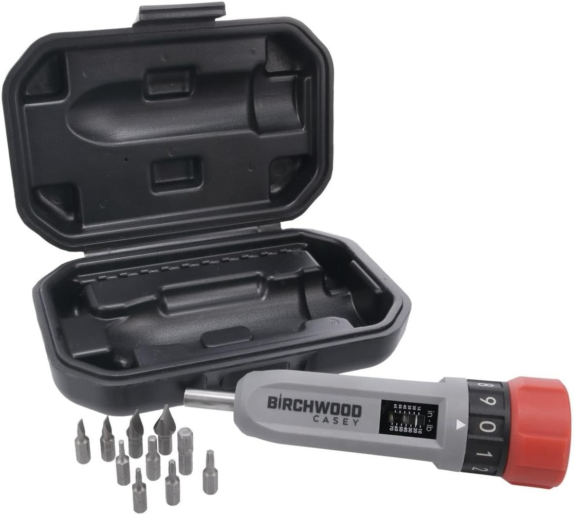 Birchwood Casey Armorer's Tool Kit Wrench | Gunsmithing Adjustable 10 to 70 in-Lb Torque Wrench Set | Flat Blade, Torx