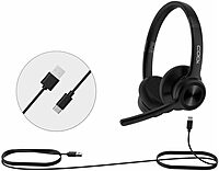 CODi CLARO Wired Stereo Dual Ear Headset w/ AI ENC Microphone - Stereo - USB Type C - Wired - Over-the-Head - A04618