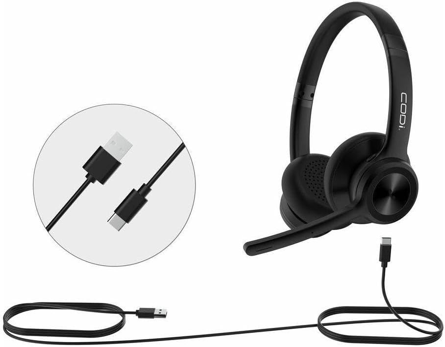 CODi CLARO Wired Stereo Dual Ear Headset w/ AI ENC Microphone - Stereo - USB Type C - Wired - Over-the-Head - A04618