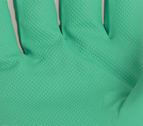 MCR Safety 5317 7-1/2-Inch Nitri-Chem Seamless Nitrile Buna Rubber Gloves with Straight Cuff and Flock Lining, Green, Small