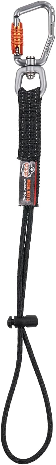 Ergodyne Squids 3714 Tool Lanyard and Tethering Attachment with Carabiner and Cinch Loop, Weight Rating 10lbs, 3-Pack
