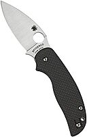 Spyderco Sage 5 Alzheimers Folding Knife - Black Carbon Fiber Laminate Handle, PlainEdge, Full-Flat Grind, CPM S30V Steel Blade - C123CFPCL