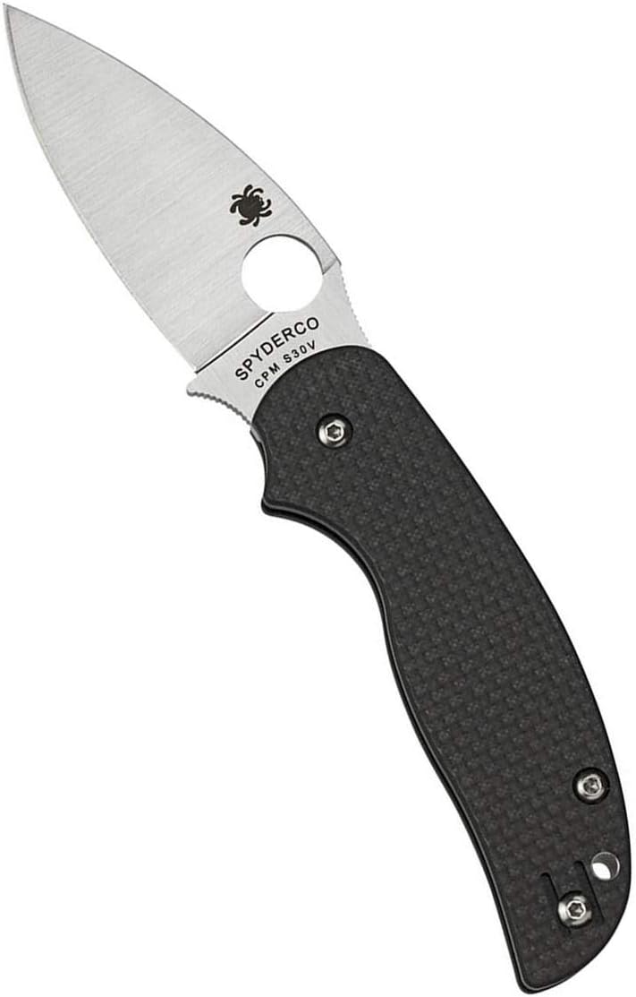Spyderco Sage 5 Alzheimers Folding Knife - Black Carbon Fiber Laminate Handle, PlainEdge, Full-Flat Grind
