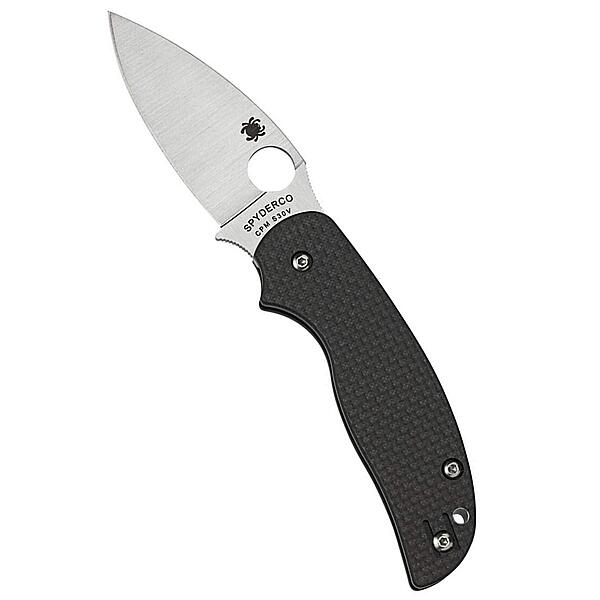 Spyderco Sage 5 Alzheimers Folding Knife - Black Carbon Fiber Laminate Handle, PlainEdge, Full-Flat Grind, CPM S30V Steel Blade - C123CFPCL