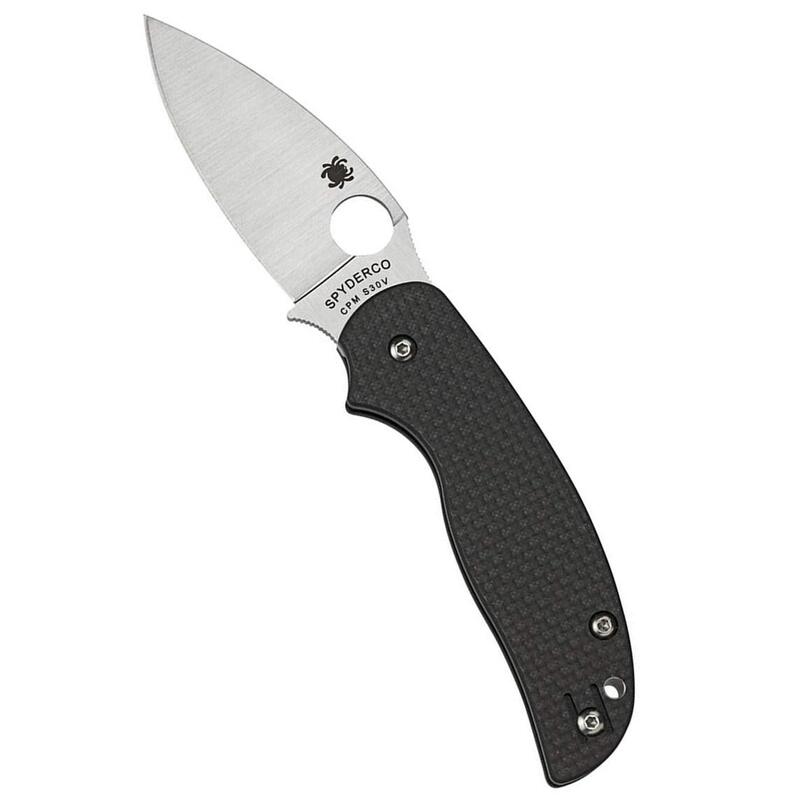 Spyderco Sage 5 Alzheimers Folding Knife - Black Carbon Fiber Laminate Handle, PlainEdge, Full-Flat Grind, CPM S30V Steel Blade - C123CFPCL