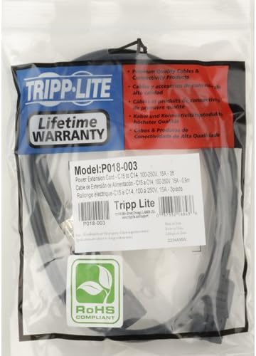 Tripp Lite C14 to C15 Heavy-Duty Power Cord, 14 AWG, 15A