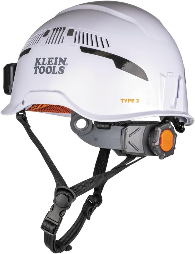 Klein Tools Safety Helmet, Type-2 Safety Helmet, Vented, Class C Helmet w / Light