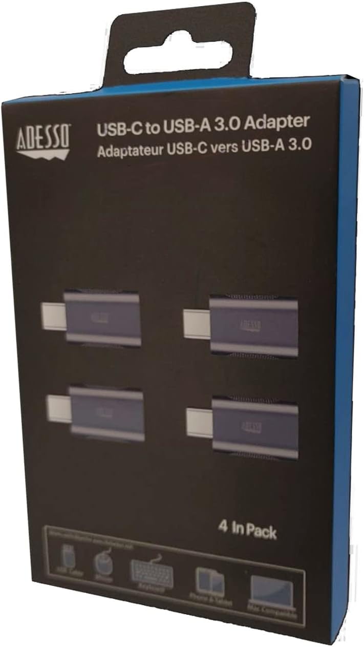 ADESSO ADP-300-4 Female USB-A to Male USB-C Adapter (4-Pack)
