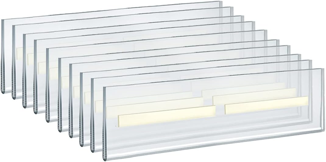 Azar Displays 122011 Self Adhesive Tape Clear Acrylic Wall Sign Holder Frame 11.5" W x 2.5" H - Landscape/Horizontal, 10-Pack
