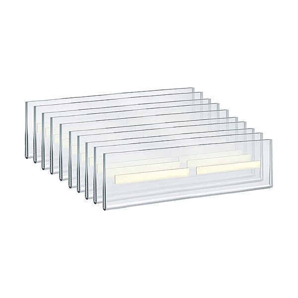 Azar Displays 122011 Self Adhesive Tape Clear Acrylic Wall Sign Holder Frame 11.5" W x 2.5" H - Landscape/Horizontal, 10-Pack