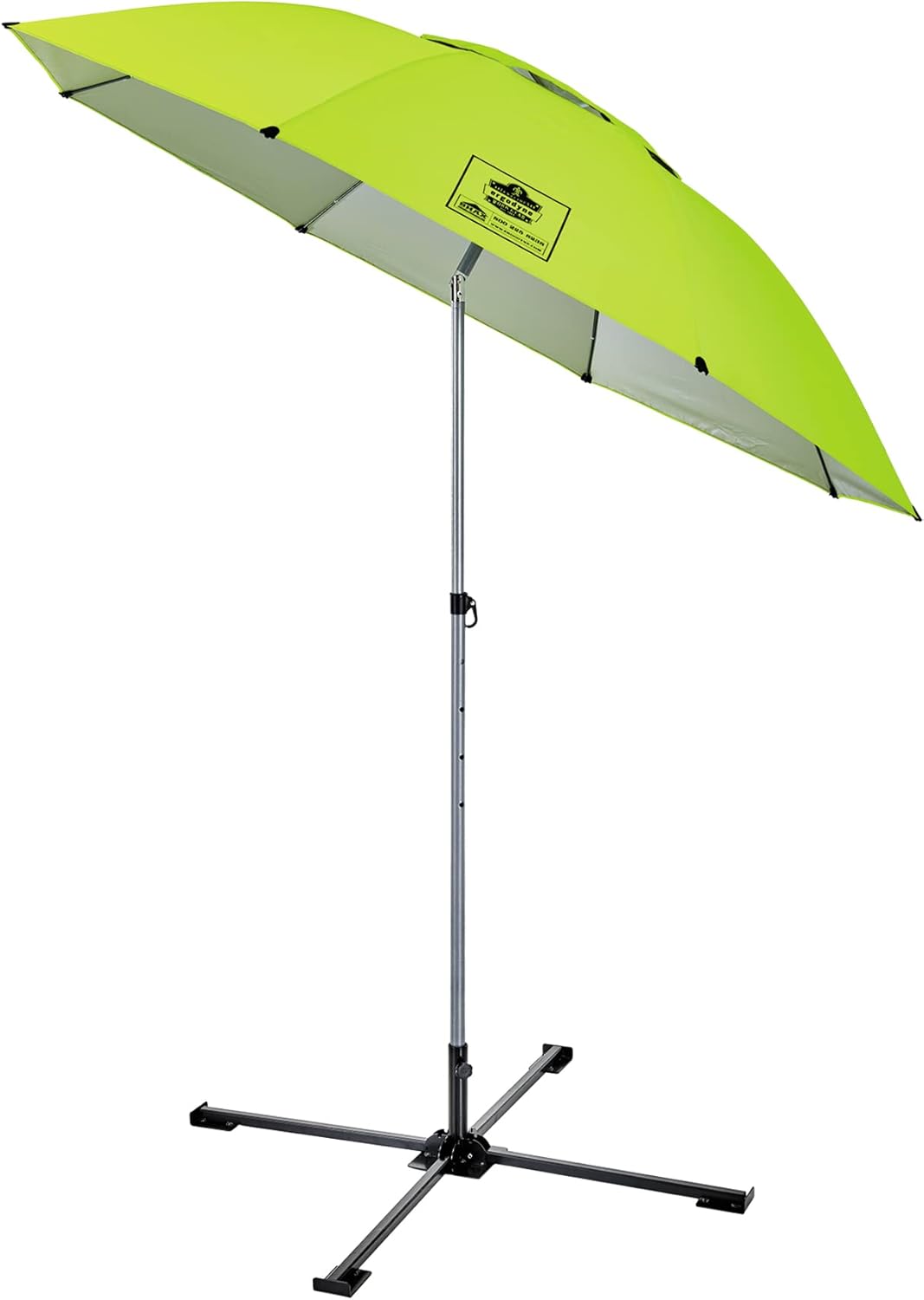 Ergodyne SHAX 6199 Lightweight Work Umbrella with Stand, Portable Sun Shade, Lime 7.5ft