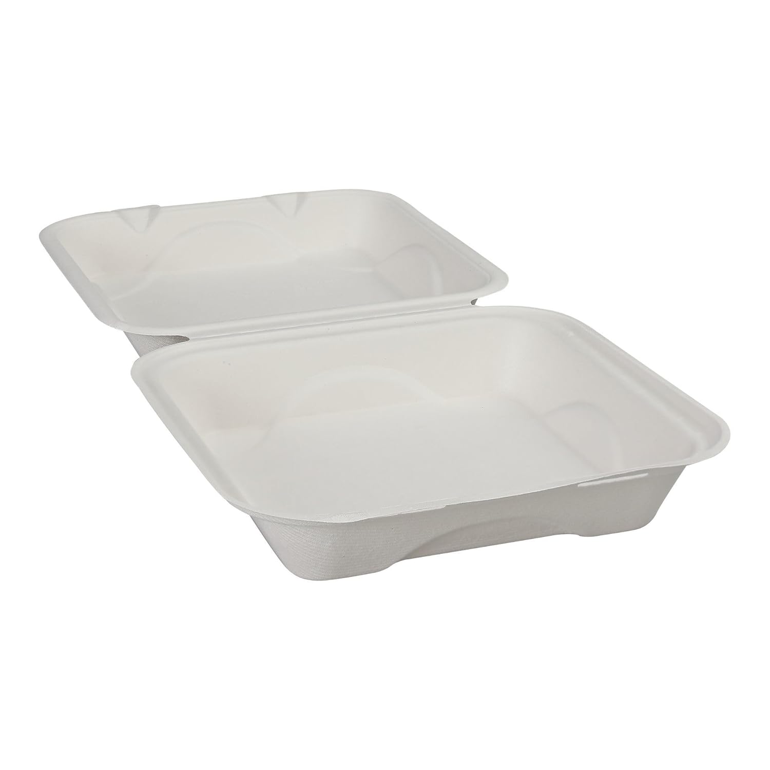 Eco-Products Compostable Bagasse Molded-Fiber Hinged Clamshell Containers