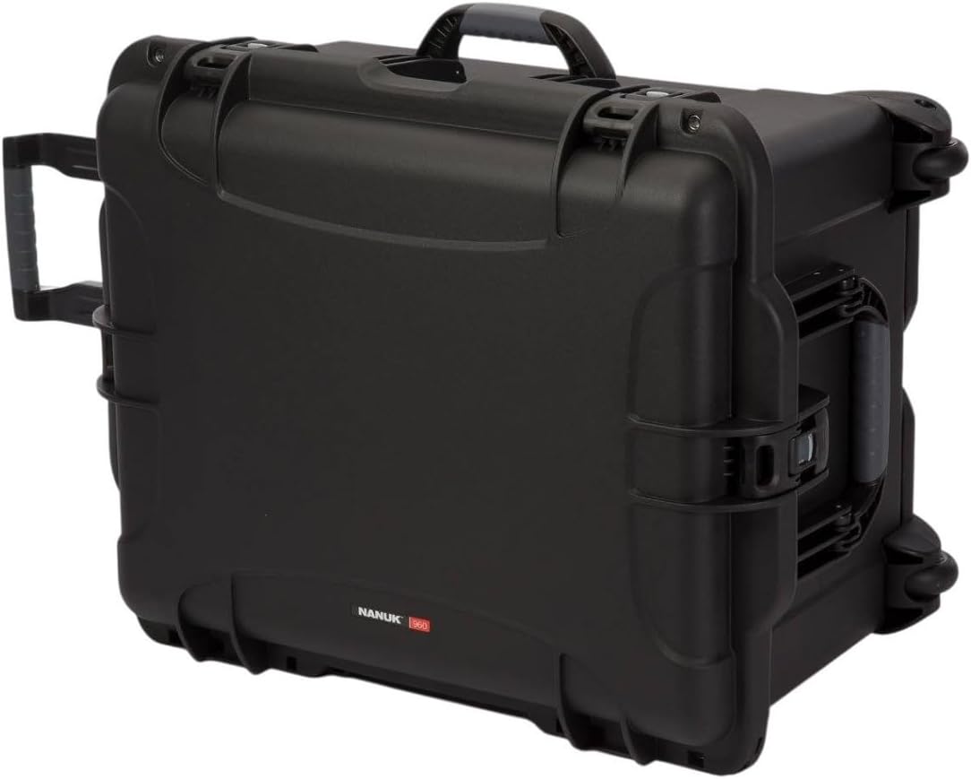 NANUK Wheeled Series 960 Lightweight NK-7 Resin Waterproof Protective Rolling Case with Foam, Black Case Cubed Foam Black