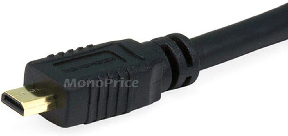 Monoprice High Speed HDMI to HDMI Micro Cable - 4K@24Hz, 10.2Gbps, 34AWG, Ferrite Core, Gold Plated Connectors, 3 Feet