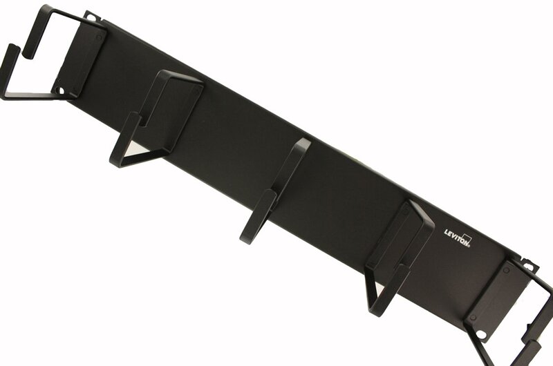 Leviton Five-Ring Horizontal Patch Cord Organizer, 2RU, 4-inch D-Rings, 49253-BCM, Black