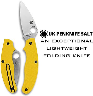 Spyderco Salt UK Penknife with 2.93" LC200N Steel Blade and Lightweight FRN Yellow Handle - PlainEdge - C94PYL