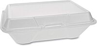 Evergreen Foam Hinged Lid Container, Single Tab Lock #205 Utility, 9.19 x 6.5 x 2.75, White, 150/Carton