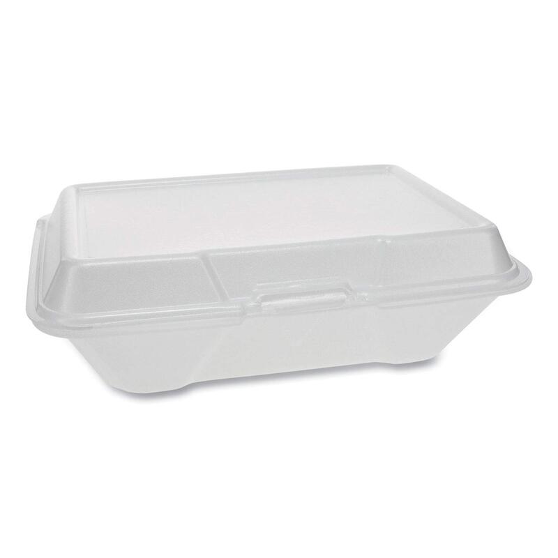 Evergreen Foam Hinged Lid Container, Single Tab Lock #205 Utility, 9.19 x 6.5 x 2.75, White, 150/Carton