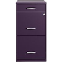 Realspace SOHO Organizer 18inD Vertical 3-Drawer File Cabinet, Purple