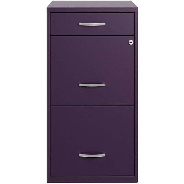 Realspace SOHO Organizer 18inD Vertical 3-Drawer File Cabinet, Purple