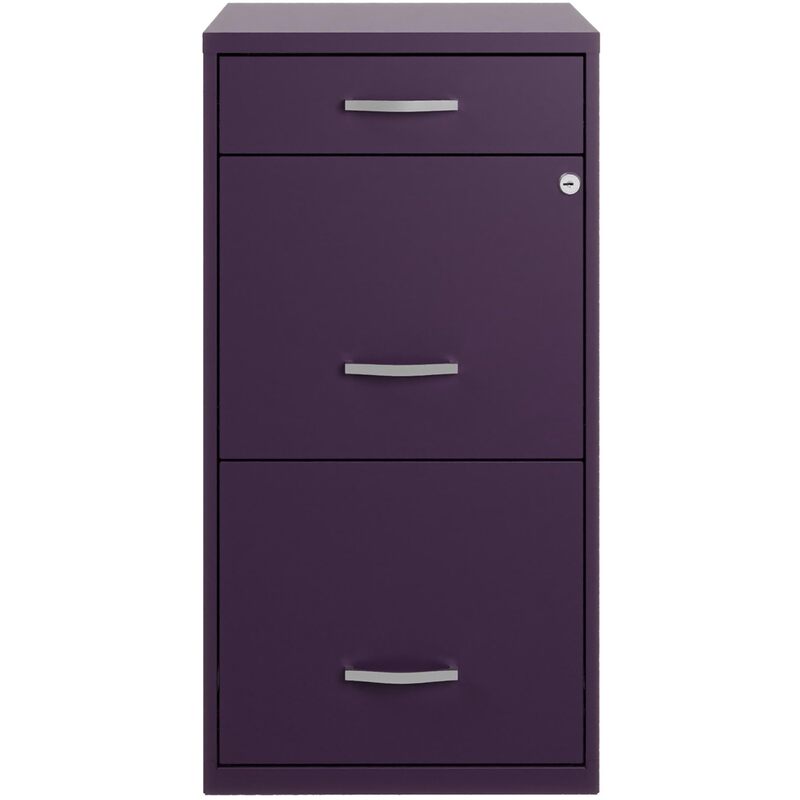 Realspace SOHO Organizer 18inD Vertical 3-Drawer File Cabinet, Purple