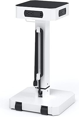 Luxor LuxPower Mobile AC and USB Charging Tower with 8 USB Charging Ports, 8 AC Outlets - White, 14" W x 14" D x 40" H