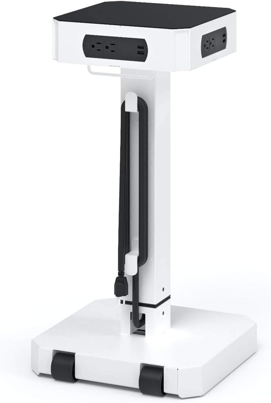 Luxor LuxPower Mobile AC and USB Charging Tower with 8 USB Charging Ports, 8 AC Outlets - White, 14" W x 14" D x 40" H