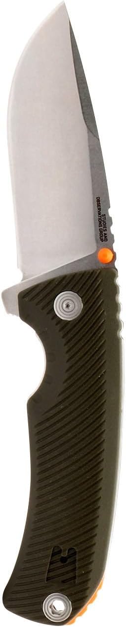 SOG Tellus FLK Full-Sized Frame Lock Folding Knife, GRN Handle, CRYO 440C Stainless Steel Blade, Reversible Pocket Clip