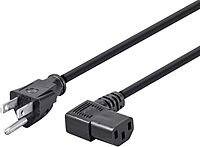Monoprice 10ft 14AWG Right Angle Power Cord Cable w/ 3 Conductor PC Power Connector Socket (C13/5-15P) - Black 10 Feet