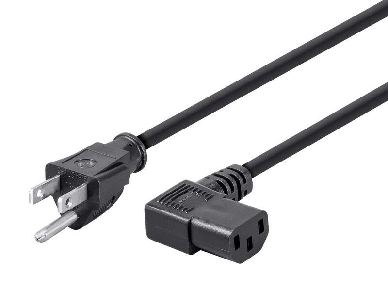 Monoprice 18AWG Right Angle Power Cord (IEC C13 to NEMA 5-15P) - 3-Conductor